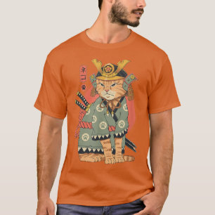 Camiseta Gato japonés samurai Bushido Katana Regalos de épo
