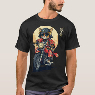 Camiseta Gato japonés samurai guerrero gato tattoo Kawaii N