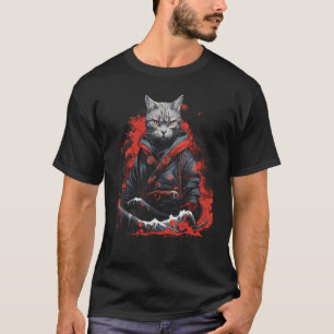 Camiseta Gato japonés samurai Ninja arte gráfico japonés De