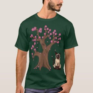 Camiseta Gato japonés siamesa mamá cerezo en flor