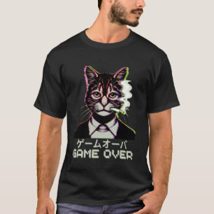 Camiseta Gato japonés Vaporwave fumando cigarrillo Game Ove