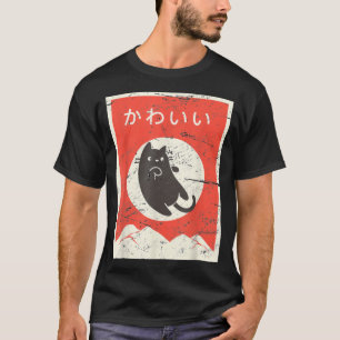 Camiseta Gato japonés vintage Kawaii Anime
