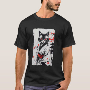 Camiseta Gato japonés vintage Ukiyo-e en kimono Sumi-e