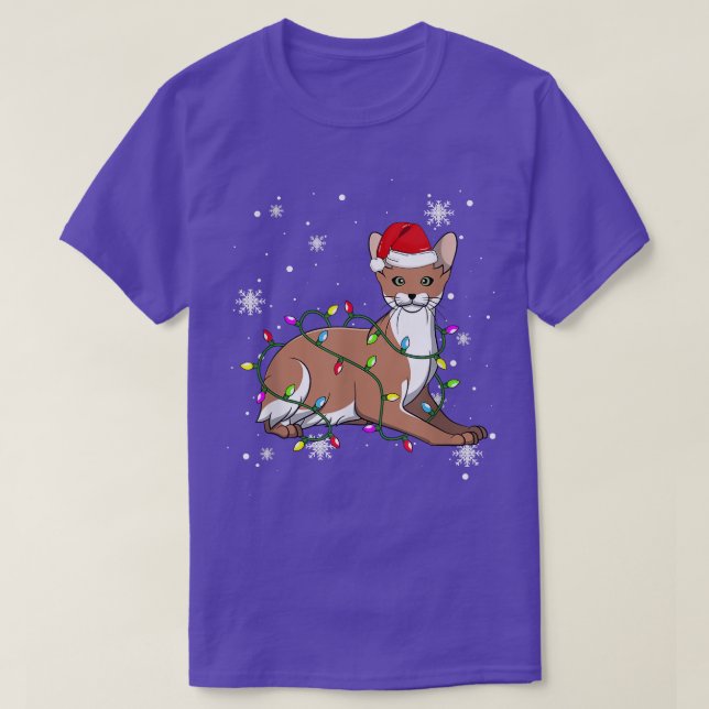 Camiseta Gato javanés Navidades enciende Navidad gato Santa (Diseño del anverso)