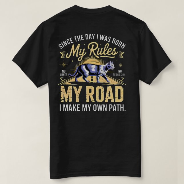Camiseta Gato Jefe Emprendedor - Mis Reglas Mi Cam (Reverso del diseño)