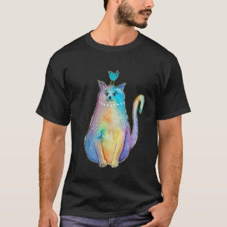 Camiseta Gato jefe y pájaro, maestro del equilibrio, animal