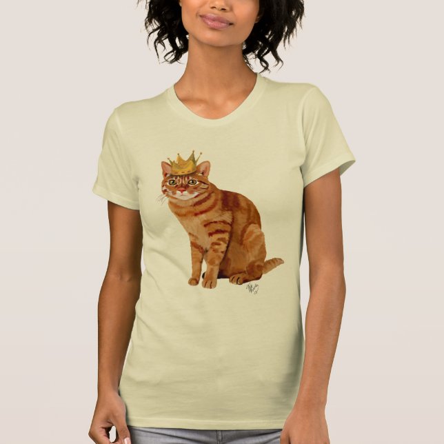 Camiseta Gato jengibre con corona llena (Anverso)
