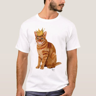 Camiseta Gato jengibre con corona llena