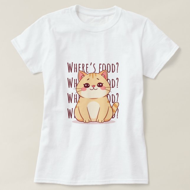 Camiseta Gato Jengibre Hambriento (Diseño del anverso)