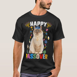 Camiseta Gato judío kippah Feliz Passover Matzah Passover H