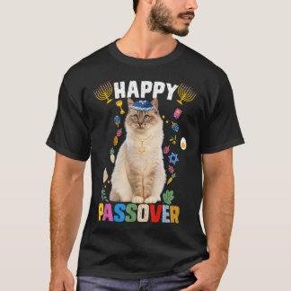 Camiseta Gato judío kippah Feliz Passover Matzah Passover H