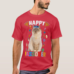 Camiseta Gato judío kippah Feliz Passover Matzah Passover H