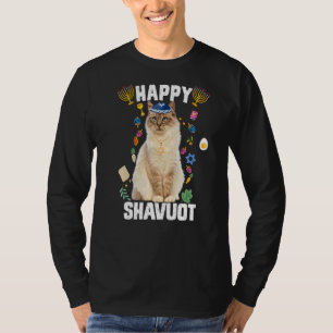 Camiseta Gato judío Kippah Feliz Shavuot Matzah Shavuot Hol