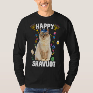 Camiseta Gato judío Kippah Feliz Shavuot Matzah Shavuot Hol