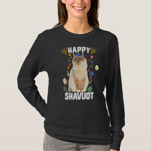 Camiseta Gato judío Kippah Feliz Shavuot Matzah Shavuot Hol