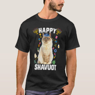 Camiseta Gato judío Kippah Feliz Shavuot Matzah Shavuot Hol