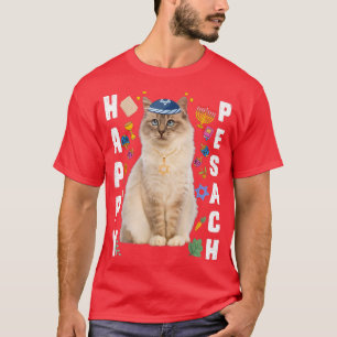 Camiseta Gato judío Kippah Happy Pesach Matzah Passover Hol