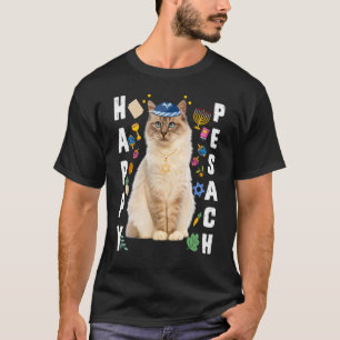 Camiseta Gato judío Kippah Happy Pesach Matzah Passover Hol