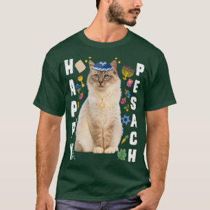 Camiseta Gato judío Kippah Happy Pesach Matzah Passover Hol