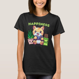 Camiseta Gato Jugador De Felicidad Divertida Planta & Gamin