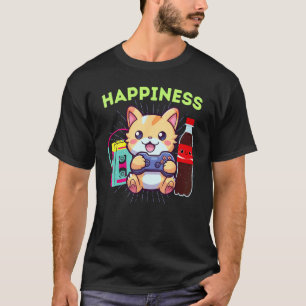 Camiseta Gato Jugador de Felicidad Divertida Refresco y Los