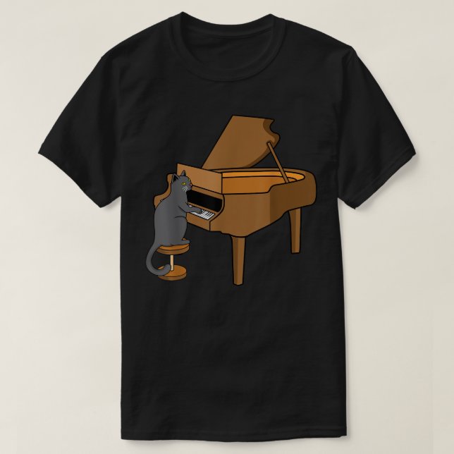 Camiseta Gato Jugador De Música Piano Músico Gr (Diseño del anverso)