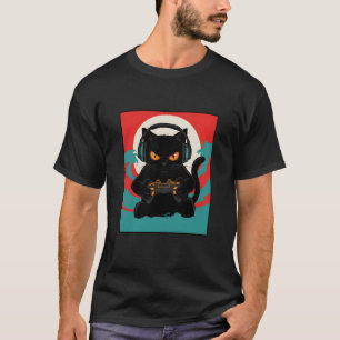 Camiseta Gato jugador genial fantasía oscura vibraciones de