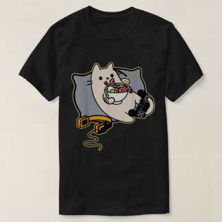 Camiseta Gato Jugador Kawaii Comiendo Ramen