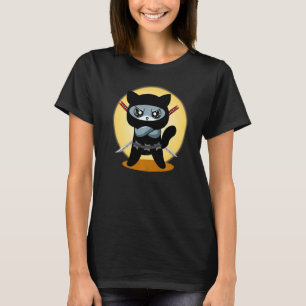 Camiseta Gato jugador Ninja con Ninjato Katana malvado c