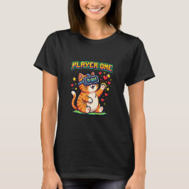 Camiseta Gato jugador uno de 8 bits VR