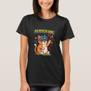 Camiseta Gato jugador uno de 8 bits VR