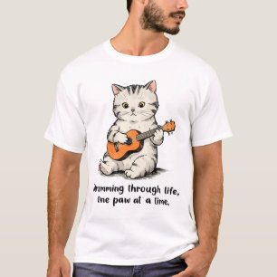 Camiseta Gato jugando a un pequeño ukulele