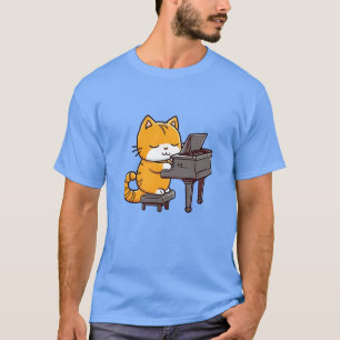Camiseta Gato jugando al piano