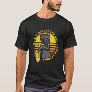 Camiseta Gato jugando animal retro saxofón