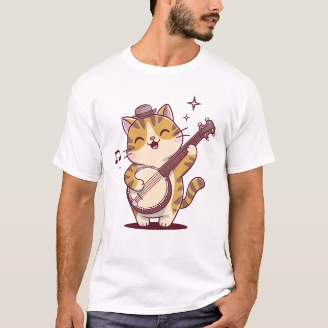Camiseta Gato jugando banjo (Anverso)