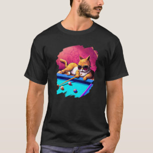 Camiseta Gato jugando billar en la sala Gatos geniales