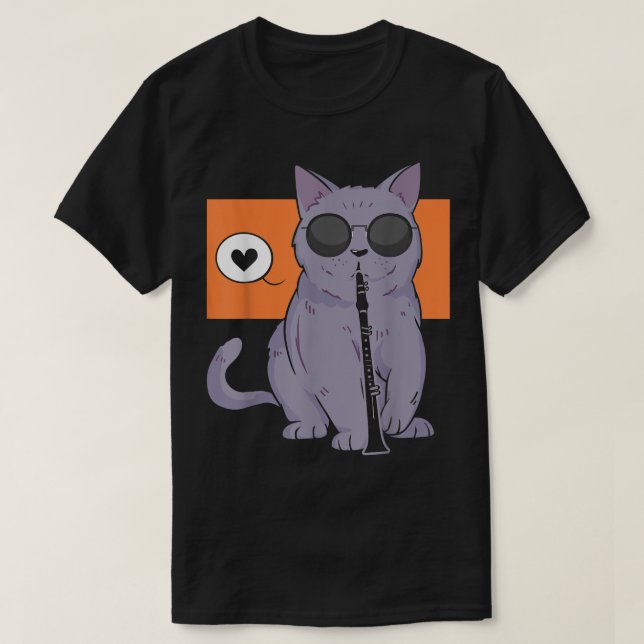 Camiseta Gato Jugando Clarinet Kitty Marcha Banda Clarinet (Diseño del anverso)