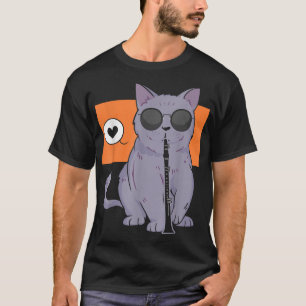 Camiseta Gato Jugando Clarinet Kitty Marcha Banda Clarinet