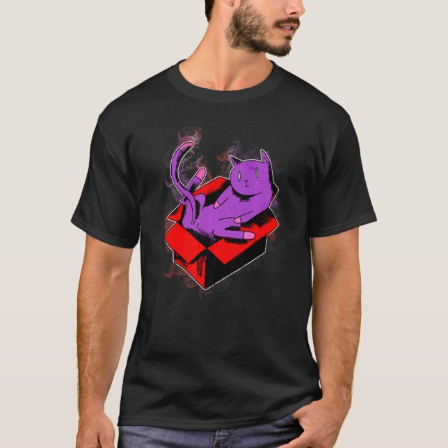 Camiseta Gato jugando con caja de cartón con salpicaduras d (Anverso)