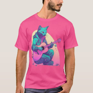 Camiseta Gato Jugando Con Guitarra Acústica