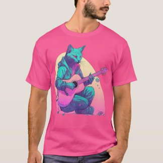 Camiseta Gato Jugando Con Guitarra Acústica