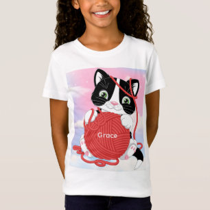 Camiseta Gato jugando con una bola de hilo