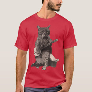 Camiseta Gato Jugando Guitarra Banjo Corta Manga 