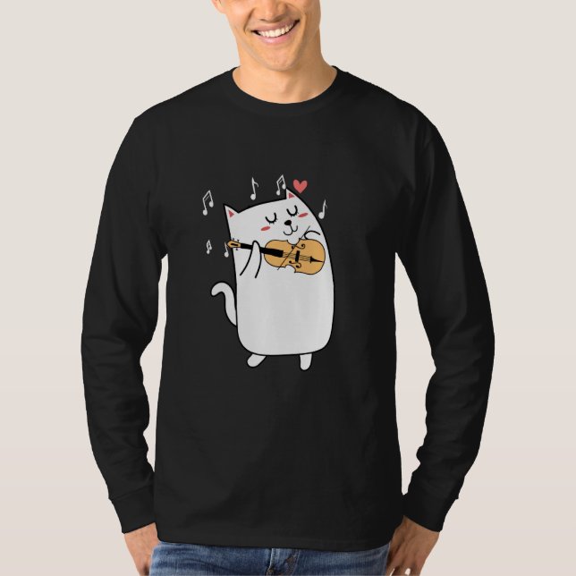 Camiseta Gato Jugando Idea De Violín Para Animales O Violin (Anverso)