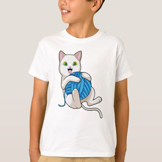Camiseta Gato jugando lana (Anverso)