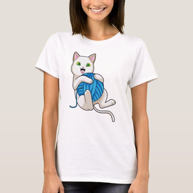 Camiseta Gato jugando lana (Anverso)
