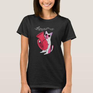 Camiseta Gato Jugando Música Tuba