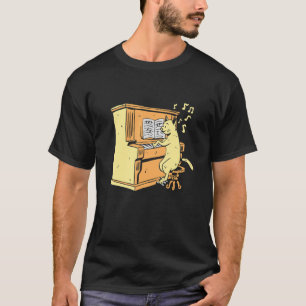 Camiseta Gato jugando piano divertido música pianista gato 