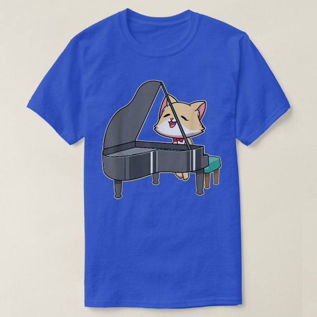 Camiseta Gato Jugando Piano Music Aover Kitty Cute Mascotas (Diseño del anverso)