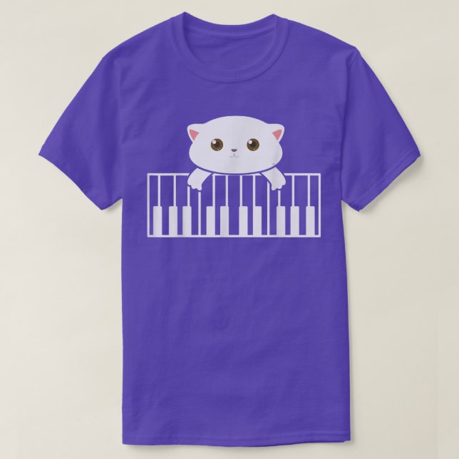 Camiseta Gato Jugando Piano Música Pertenece al Gato Piano (Diseño del anverso)